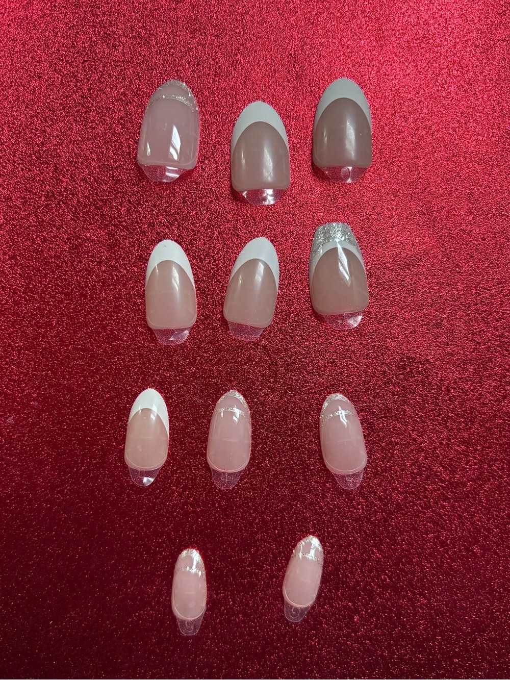 French tip nails glitter